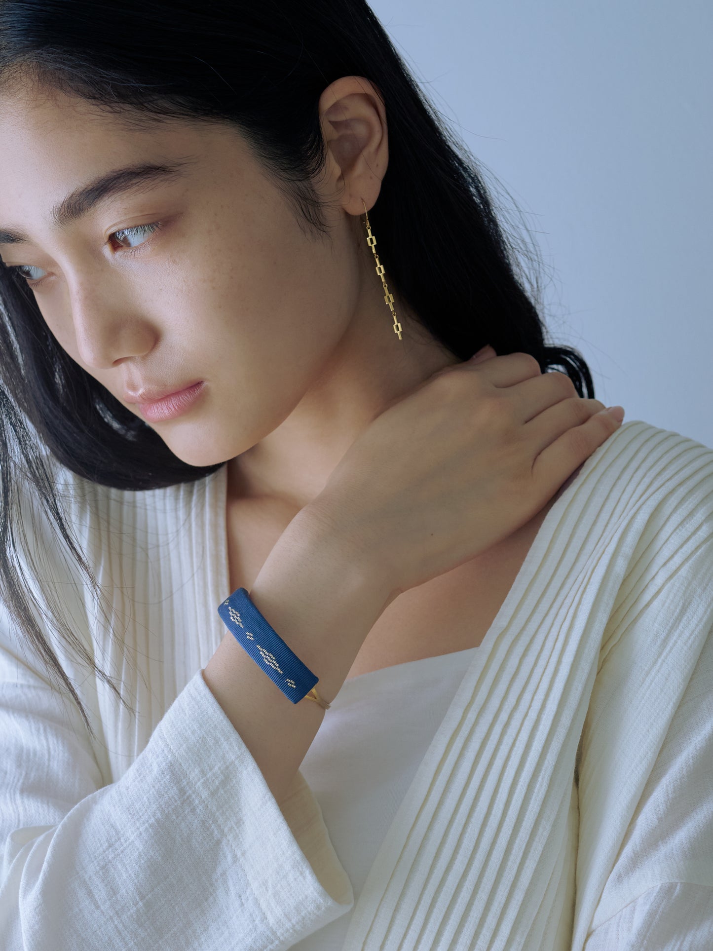 02 藍染/Indigo Minamo Bangle - Gold