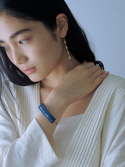 02 藍染/Indigo Minamo Bangle - Gold