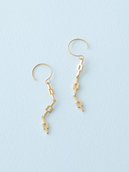 02 Pattern/Minamo Chain Earrings - 3pcs Gold