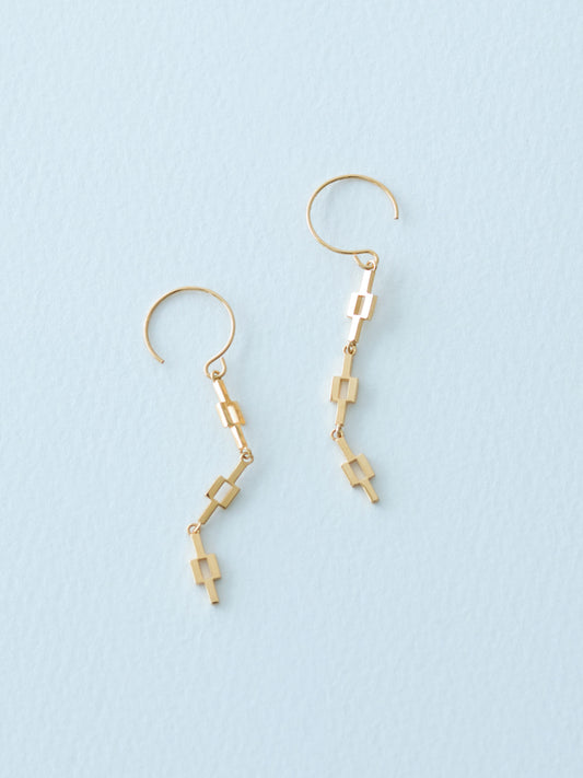 02 紋様/Minamo Chain Earrings ピアス - 3pcs Gold