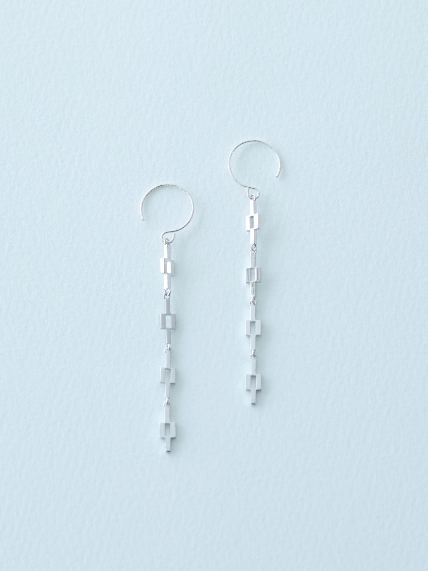 02 Pattern/Minamo Chain Earrings - 4pcs Silver