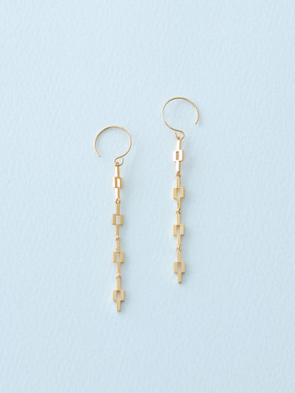 02 Pattern/Minamo Chain Earrings - 4pcs Gold