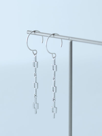 02 紋様/Minamo Chain Earrings ピアス - 3pcs Silver