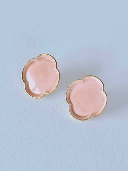 01 木瓜/Mokkou Earrings - Salmon pink