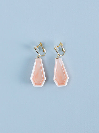 01 六角/Rokkaku Earrings - Salmon pink